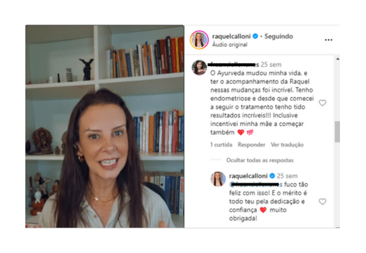 "O Ayurveda mudou minha vida, e ter o acompanhamento da Raquel nessas mudanças foi incrível. Tenho endometriose e desde que comecei a seguir o tratamento tenho tido resultados incríveis!!!"

Francielle