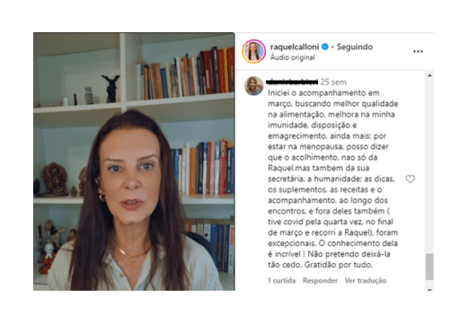 "Iniciei o acompanhamento em março, buscando melhor qualidade na alimentação, melhora na minha imunidade, disposição e emagrecimento, ainda mais; por estar na menopausa, posso dizer que o acolhimento, nao só da Raquel,mas tambem da sua secretária,"...

Danielle