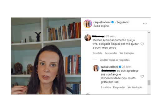 "Melhor acompanhamento que já tive, obrigada Raquel por me ajudar a ouvir meu corpo"

Taís